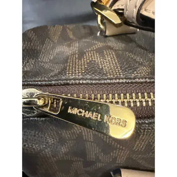 Michael Kors Dark Brown Monogram Satchel - Brown Logo - GENTLY USED - Picture 5 of 9